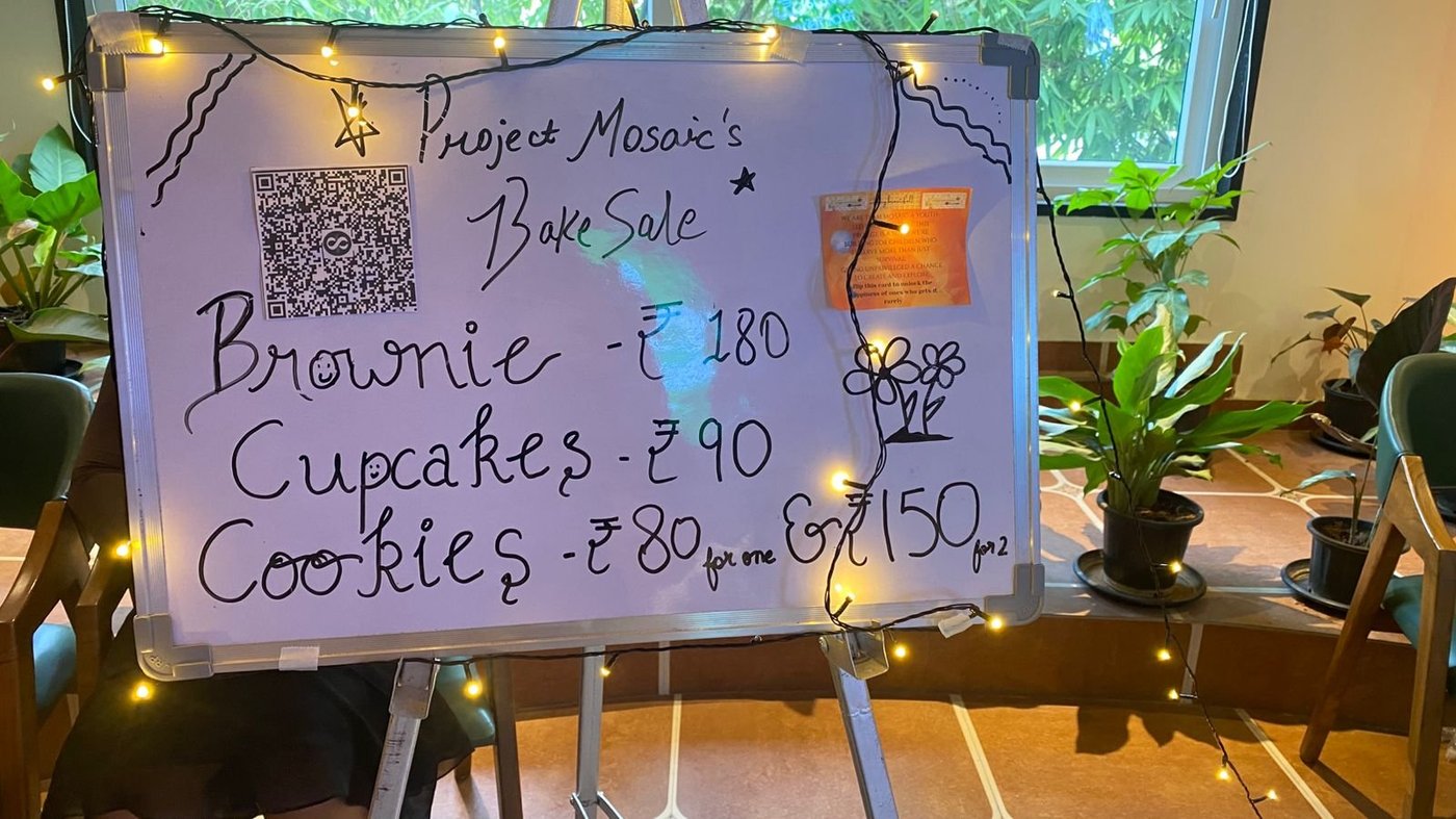 Handwritten Project Mosaic bake sale price board